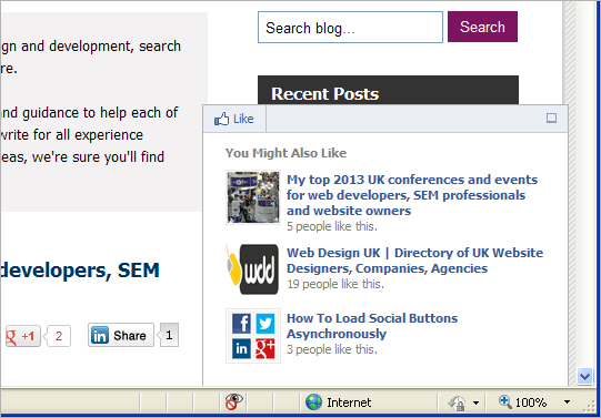 open facebook recommendation bar 